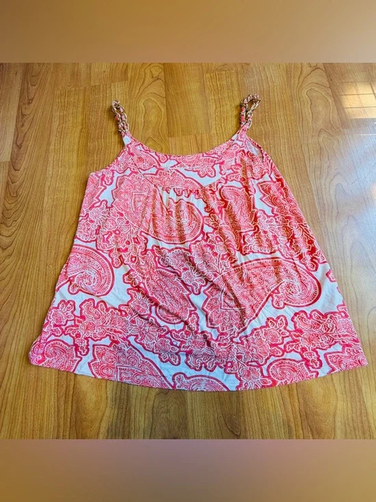 Michael Kors Women’s Orange  Paisley Pattern Sleeveless Too Blouse Size Medium - Picture 4 of 10